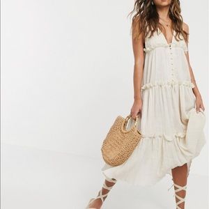 ASOS button front tiered midi dress